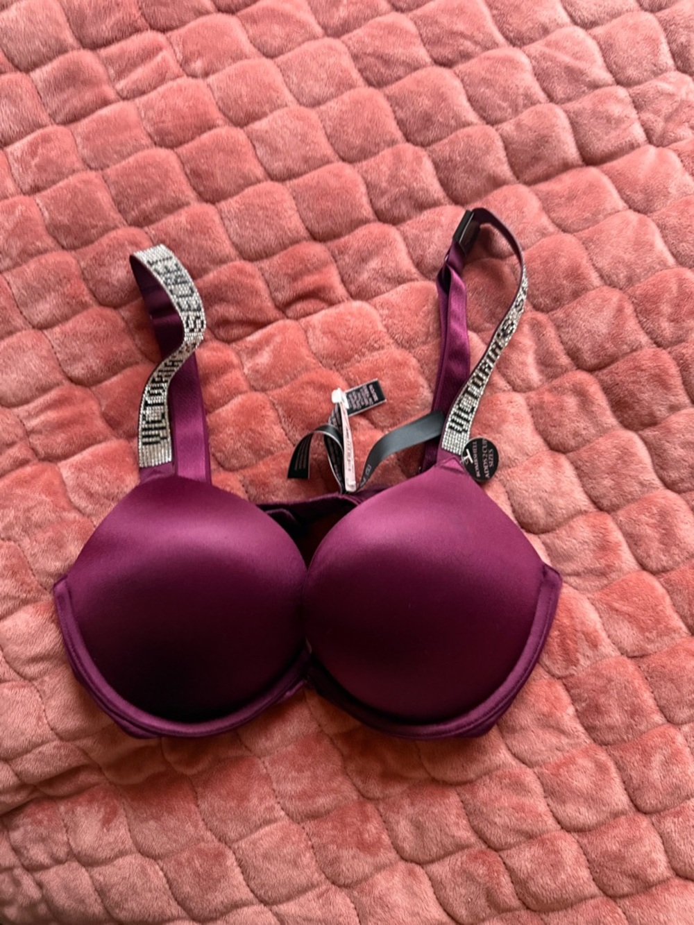 Victoria's Secret Plum Padded Underwire Bra with Embellished Straps